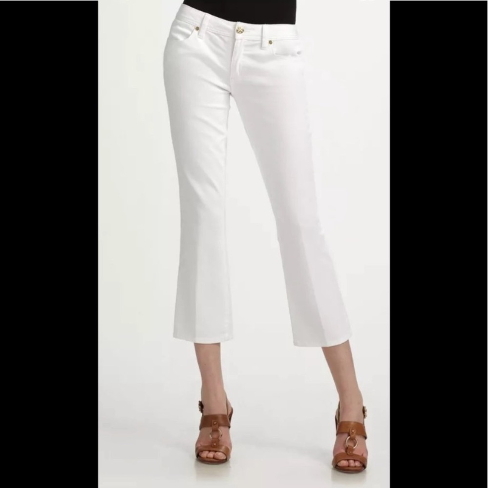 Tory Burch white cropped slim boot jeans size 27